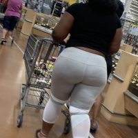 Candid fat boot ebony milf in grey leggings shopping with her daughter at Walmart 65457396.jpg
