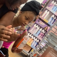 Candid fat boot ebony milf in grey leggings shopping with her daughter at Walmart 65457402.jpg