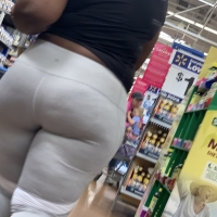 Candid fat boot ebony milf in grey leggings shopping with her daughter at Walmart 65457403.jpg