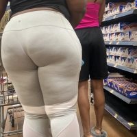Candid fat boot ebony milf in grey leggings shopping with her daughter at Walmart 65457401.jpg