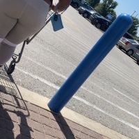 Candid fat boot ebony milf in grey leggings shopping with her daughter at Walmart 65457439.jpg