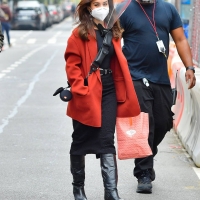 Vanessa Hudgens filming Tick Tick Boom in NYC in a black dress 05.jpg