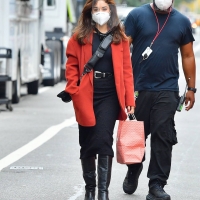 Vanessa Hudgens filming Tick Tick Boom in NYC in a black dress 25.jpg