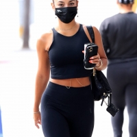 Vanessa Hudgens in black Gymshark leggings shows off her fit figure in Hollywood 52.jpg
