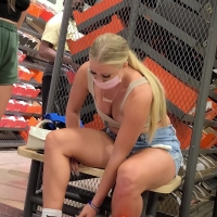 Sexy blonde shoe shopper