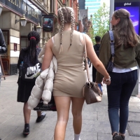 Pig tailed blonde with vpl