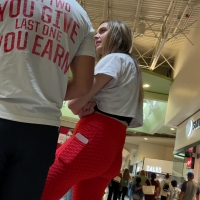 Red ruched leggings booty (4k)