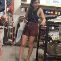 Brunette banger in Lulu shorts