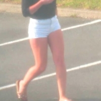 Candid hottie in the parking lot in white denim shorts 68272340.jpg