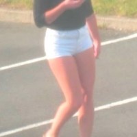 Candid hottie in the parking lot in white denim shorts 68272341.jpg
