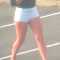 Candid hottie in the parking lot in white denim shorts 68272339.jpg