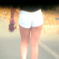 Candid hottie in the parking lot in white denim shorts 68272358.jpg