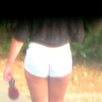 Candid hottie in the parking lot in white denim shorts 68272360.jpg
