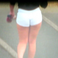 Candid hottie in the parking lot in white denim shorts 68272355.jpg