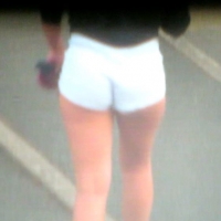 Candid hottie in the parking lot in white denim shorts 68272353.jpg