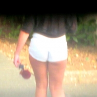 Candid hottie in the parking lot in white denim shorts 68272359.jpg
