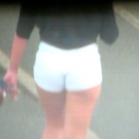 Candid hottie in the parking lot in white denim shorts 68272352.jpg