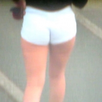 Candid hottie in the parking lot in white denim shorts 68272354.jpg