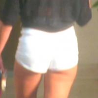 Candid hottie in the parking lot in white denim shorts 68272365.jpg