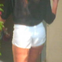 Candid hottie in the parking lot in white denim shorts 68272368.jpg