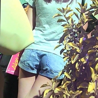 Skinny candid brunette in little denim shorts with nice legs 68268416.jpg