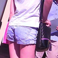 Skinny candid brunette in little denim shorts with nice legs 68268425.jpg