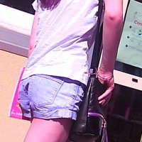 Skinny candid brunette in little denim shorts with nice legs 68268424.jpg