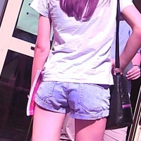 Skinny candid brunette in little denim shorts with nice legs 68268427.jpg
