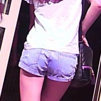 Skinny candid brunette in little denim shorts with nice legs 68268431.jpg