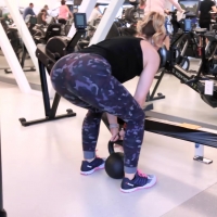 Sexy blonde and brunette working out