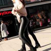 Two wet look leggings hotties