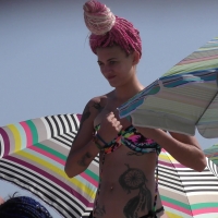 Two hot ass topless beach babes with cornrows showing their awesome tits nice-hairdos-129.jpg