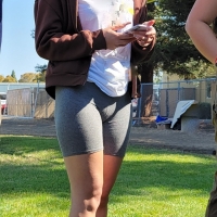 Sexy candid Mexican girl with a hot V shaped view of her pussy in grey shorts CandidsLover - Sexy light skinned mexican -candid gray leggings front2 of2 - 0009005.jpg