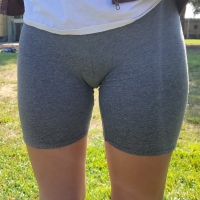 Sexy candid Mexican girl with a hot V shaped view of her pussy in grey shorts CandidsLover - Sexy light skinned mexican -candid gray leggings front2 of2 - 000500002.jpg