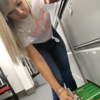 Blonde girl Ruth in jeans