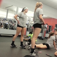 Volleyball girls working out
