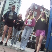 Four girls in shorts and jeans