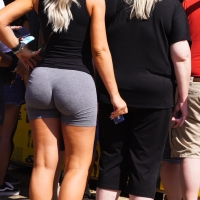 Sexy candid blonde lady with a bubble butt in grey spandex shorts 123865869@N06_49657315481_a ILCE-9890 70-200.jpg