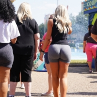 Sexy candid blonde lady with a bubble butt in grey spandex shorts 123865869@N06_49657318886_a ILCE-9866 70-200.jpg