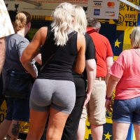 Sexy candid blonde lady with a bubble butt in grey spandex shorts 123865869@N06_49656778943_a ILCE-9886 70-200.jpg