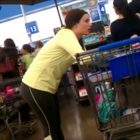 Sexy brunette at Walmart