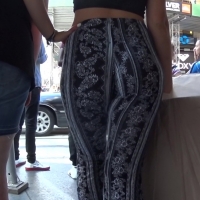 Blonde ass in patterned leggings