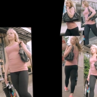 Hot blonde in leggings
