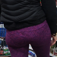 Milf in purple leggings