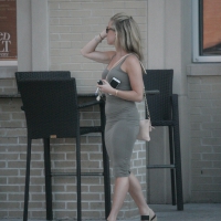 Sexy blonde in tight dress