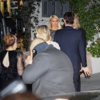 Paris Hilton showing her ass cheeks in a see through dress with Maria Bakalova at the 2021 Oscar party 06.jpg