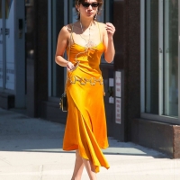 Rowan Blanchard in long yellow dress with hard nipples in NYC 03.jpg