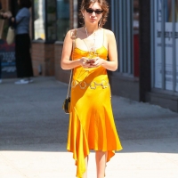 Rowan Blanchard in long yellow dress with hard nipples in NYC 02.jpg