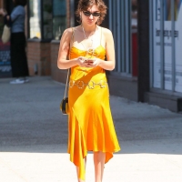 Rowan Blanchard in long yellow dress with hard nipples in NYC 04.jpg