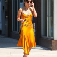 Rowan Blanchard in long yellow dress with hard nipples in NYC 07.jpg